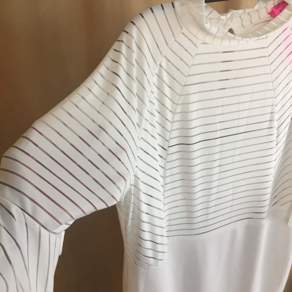 NWT Sheer Stripe Trumpet Dress w/ Bell Sleeves 3XL - Picture 13 of 16